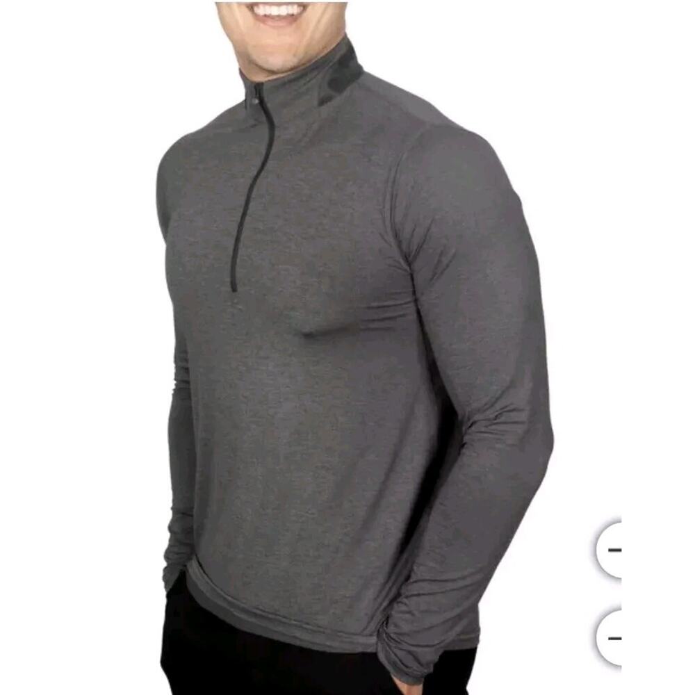 Greyson Mockneck Quarter Zip Wicking Slim Fit Men's Large Shepherd Gray NEW!! - Picture 3 of 9